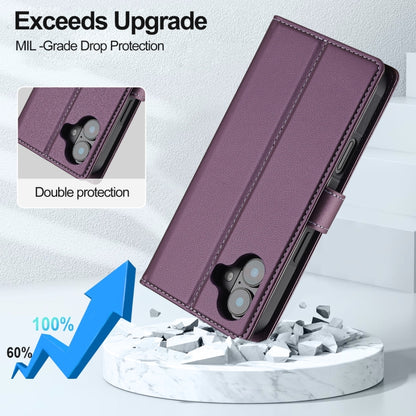 For iPhone 16 LC.IMEEKE L2 Series Detachable Magsafe PU Phone Case with Lanyard(Purple) - iPhone 16 Cases by LC.IMEEKE | Online Shopping UK | buy2fix