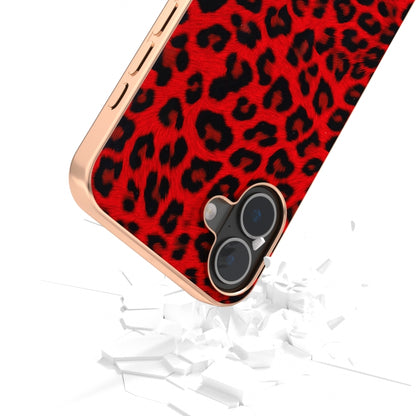 For iPhone 16 Nano Plating Leopard Print Phone Case(Red) - iPhone 16 Cases by buy2fix | Online Shopping UK | buy2fix