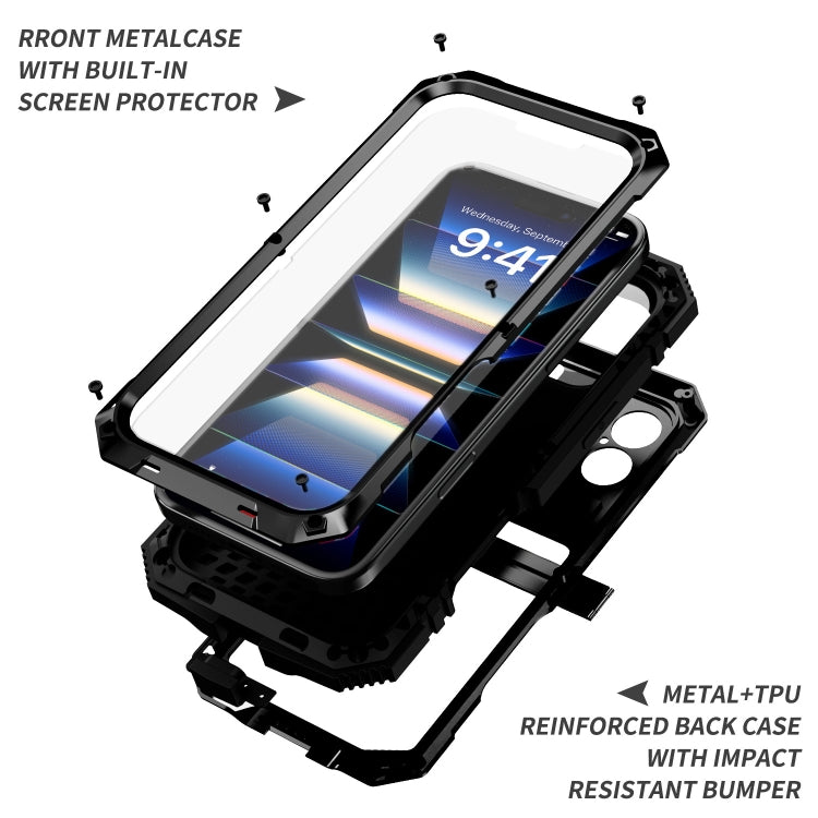 For iPhone 16 R-JUST Life Waterproof Dustproof Shockproof Phone Case(Black) - iPhone 16 Cases by R-JUST | Online Shopping UK | buy2fix