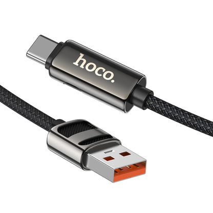 hoco U137 USB to USB-C / Type-C 5A Line Charging Data Cable with Display, Length:1.2m(Black) - USB-C & Type-C Cable by hoco | Online Shopping UK | buy2fix