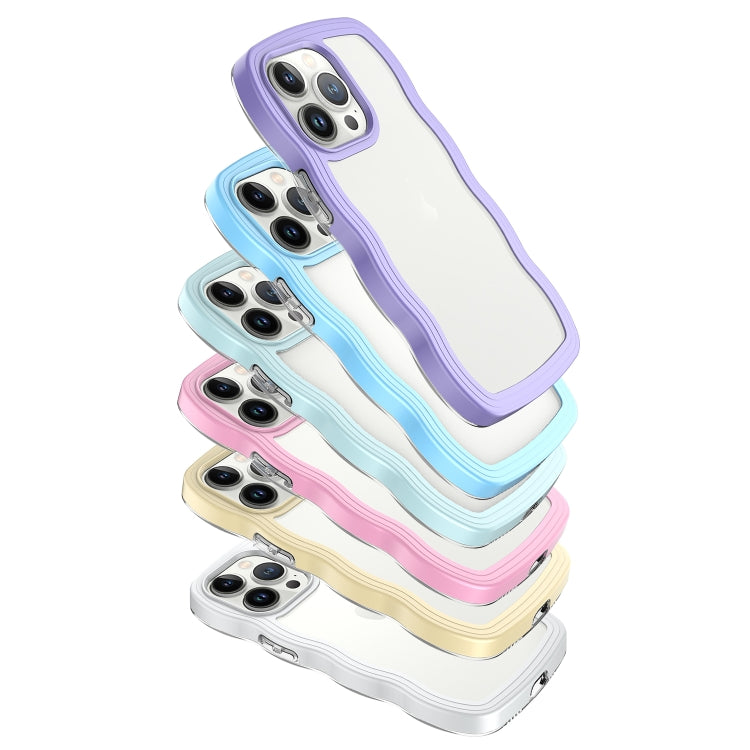 For iPhone 16 Pro Candy Color Wave TPU Clear PC Phone Case(Purple) - iPhone 16 Pro Cases by buy2fix | Online Shopping UK | buy2fix