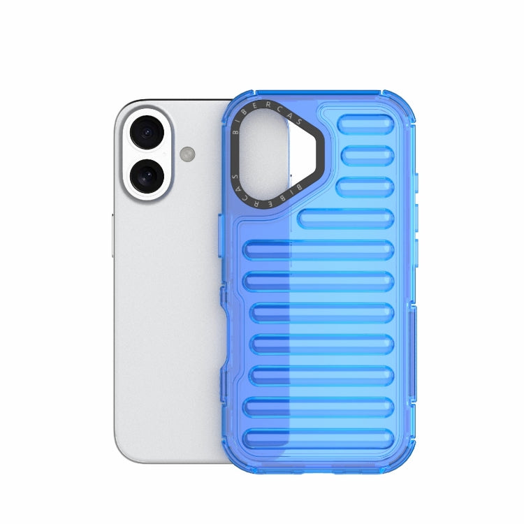 For iPhone 16 High Transparency TPU Hybrid PC Airbag Phone Case(Transparent Blue) - iPhone 16 Cases by buy2fix | Online Shopping UK | buy2fix