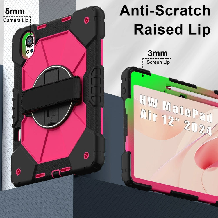 For Huawei MatePad Air 12 2024 Contrast Color Robot Silicone Hybrid PC Tablet Case(Black Rose Red) - Huawei by buy2fix | Online Shopping UK | buy2fix