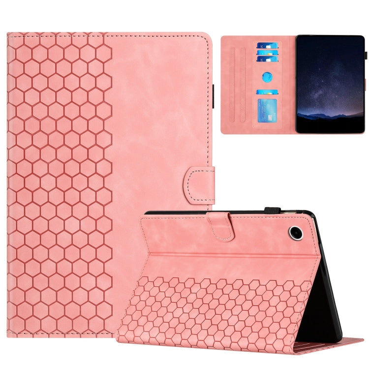 For Samsung Galaxy Tab A9 Honeycomb Embossed Leather Smart Tablet Case(Pink) - Galaxy Tab A9 by buy2fix | Online Shopping UK | buy2fix