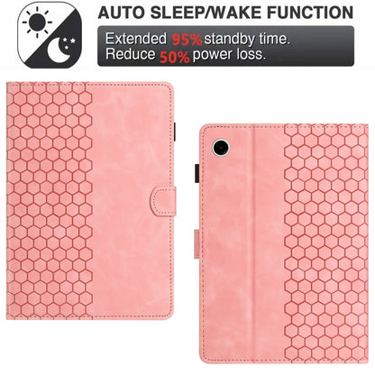 For Samsung Galaxy Tab A9 Honeycomb Embossed Leather Smart Tablet Case(Pink) - Galaxy Tab A9 by buy2fix | Online Shopping UK | buy2fix