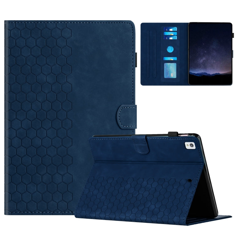 For Samsung Galaxy Tab S6 Lite P610 Honeycomb Embossed Leather Smart Tablet Case(Blue) - Tab S6 Lite P610 / P615 by buy2fix | Online Shopping UK | buy2fix