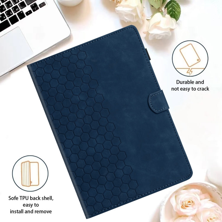 For Samsung Galaxy Tab S6 Lite P610 Honeycomb Embossed Leather Smart Tablet Case(Blue) - Tab S6 Lite P610 / P615 by buy2fix | Online Shopping UK | buy2fix