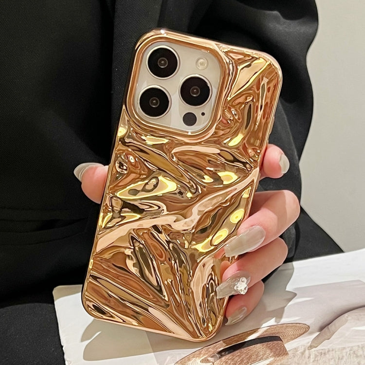 For iPhone 16 Plus Water Ripple Electroplating Paint TPU Phone Case(Bright Gold) - iPhone 16 Plus Cases by buy2fix | Online Shopping UK | buy2fix