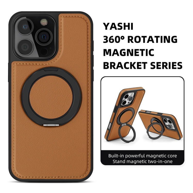 For iPhone 16 Pro Yashi 360 Degree Rotating MagSafe Holder Phone Case(Brown) - iPhone 16 Pro Cases by buy2fix | Online Shopping UK | buy2fix