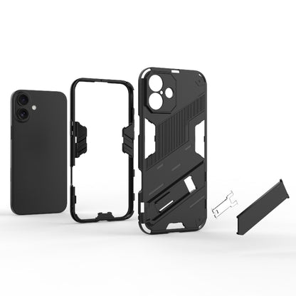 For iPhone 16 Punk Armor 2 in 1 PC + TPU Phone Case with Holder(Grey) - iPhone 16 Cases by buy2fix | Online Shopping UK | buy2fix