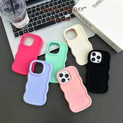 For iPhone 16 Big Wave Puff Shape TPU Phone Case(Black) - iPhone 16 Cases by buy2fix | Online Shopping UK | buy2fix