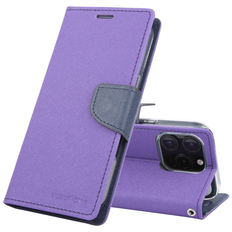 For iPhone 16 Pro Max GOOSPERY FANCY DIARY Cross Texture Leather Phone Case(Purple) - iPhone 16 Pro Max Cases by GOOSPERY | Online Shopping UK | buy2fix