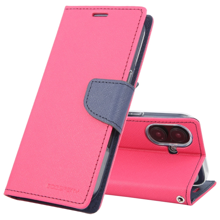 For iPhone 16 Plus GOOSPERY FANCY DIARY Cross Texture Leather Phone Case(Rose Red) - iPhone 16 Plus Cases by GOOSPERY | Online Shopping UK | buy2fix