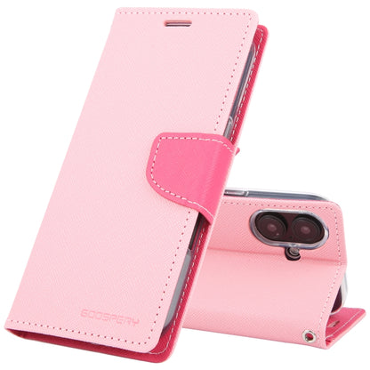 For iPhone 16 Plus GOOSPERY FANCY DIARY Cross Texture Leather Phone Case(Pink) - iPhone 16 Plus Cases by GOOSPERY | Online Shopping UK | buy2fix