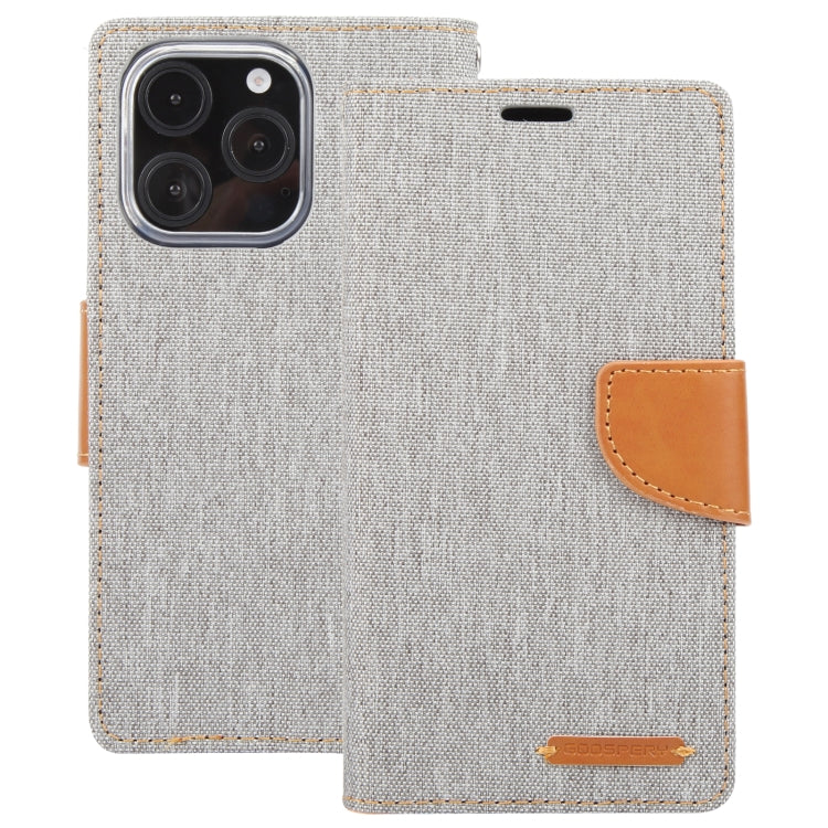 For iPhone 16 Pro GOOSPERY CANVAS DIARY Fabric Texture Flip Leather Phone Case(Grey) - iPhone 16 Pro Cases by GOOSPERY | Online Shopping UK | buy2fix