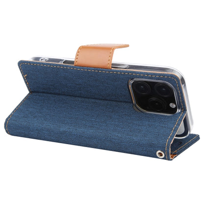 For iPhone 16 Pro GOOSPERY CANVAS DIARY Fabric Texture Flip Leather Phone Case(Navy Blue) - iPhone 16 Pro Cases by GOOSPERY | Online Shopping UK | buy2fix