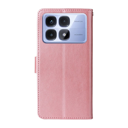 For Redmi K70 Ultra Embossed Butterfly Flowers Leather Phone Case(Rose Gold) - Xiaomi Cases by buy2fix | Online Shopping UK | buy2fix