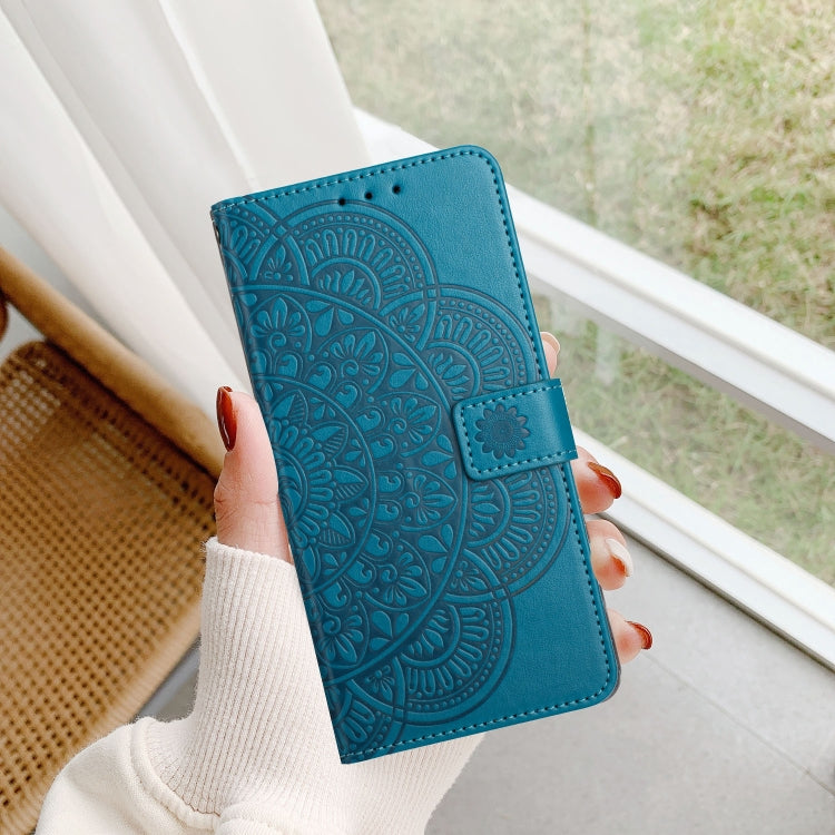 For Motorola Moto G Play 2024 Flower Embossed Leather Phone Case(Blue) - Motorola Cases by buy2fix | Online Shopping UK | buy2fix