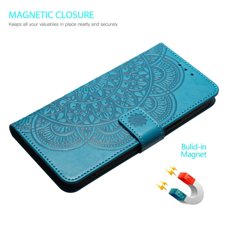 For Motorola Moto G Play 2024 Flower Embossed Leather Phone Case(Blue) - Motorola Cases by buy2fix | Online Shopping UK | buy2fix