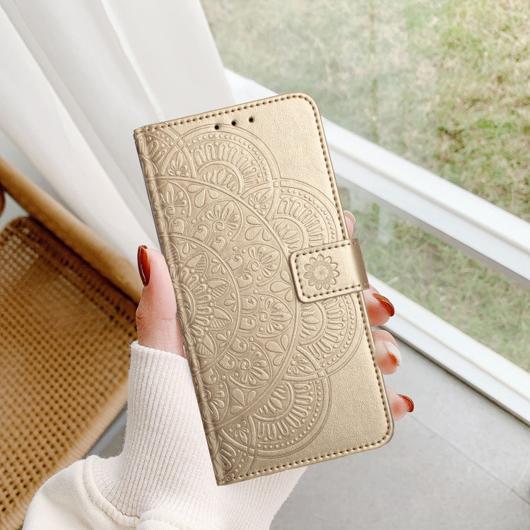 For Motorola Moto G Play 2024 Flower Embossed Leather Phone Case(Gold) - Motorola Cases by buy2fix | Online Shopping UK | buy2fix