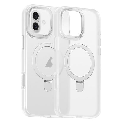 For iPhone 16 Skin Feel MagSafe Magnetic Holder Phone Case(Transparent) - iPhone 16 Cases by buy2fix | Online Shopping UK | buy2fix