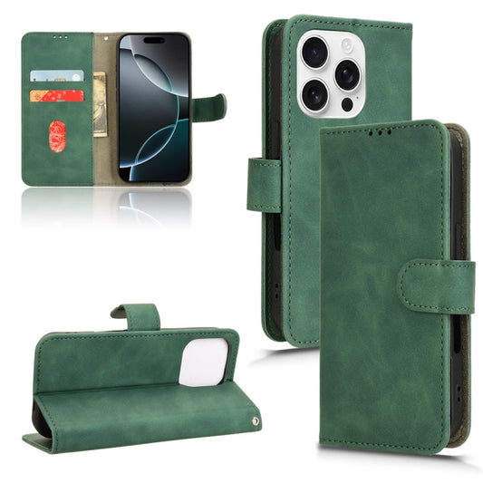 For iPhone 16 Pro Max Skin Feel Magnetic Flip Leather Phone Case(Green) - iPhone 16 Pro Max Cases by buy2fix | Online Shopping UK | buy2fix