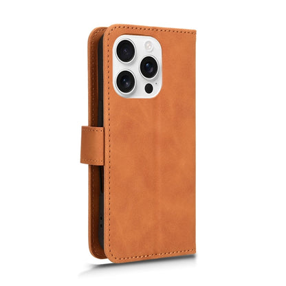 For iPhone 16 Pro Max Skin Feel Magnetic Flip Leather Phone Case(Brown) - iPhone 16 Pro Max Cases by buy2fix | Online Shopping UK | buy2fix