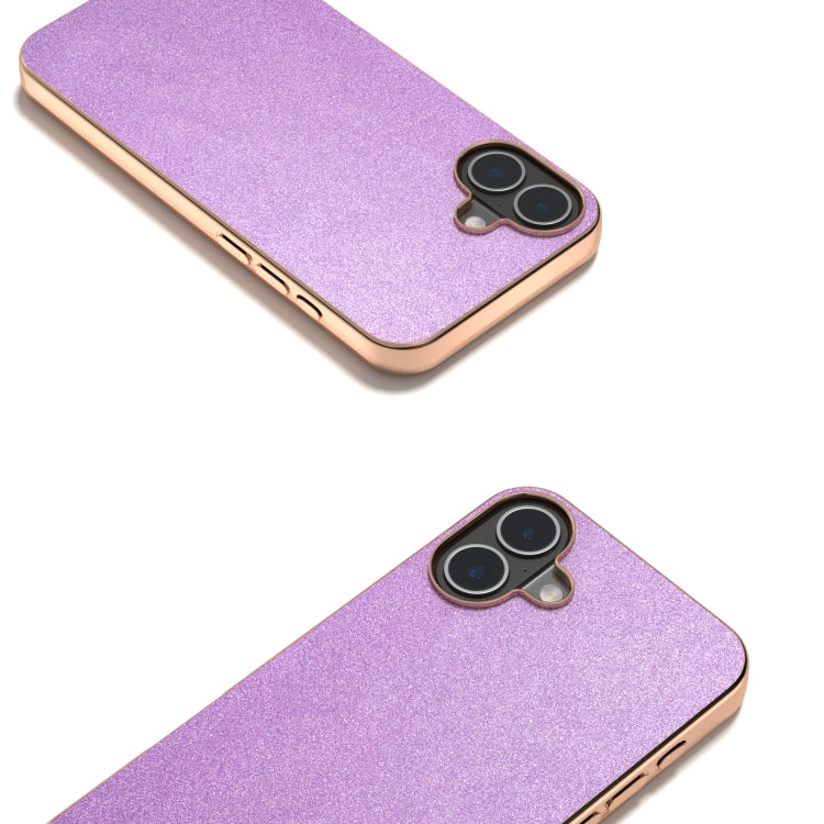 For iPhone 16 Electroplating Frame Glitter Shockproof Phone Case(Purple) - iPhone 16 Cases by buy2fix | Online Shopping UK | buy2fix