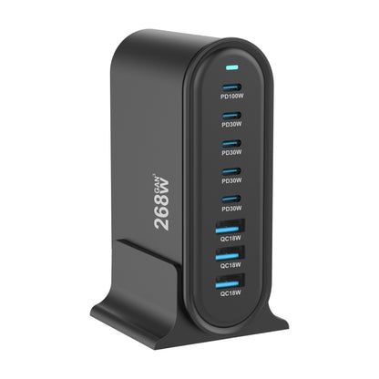 YMX-968 268W 5Type-C, 3USB 8-Ports Desktop Fast Charger, Plug Type:EU Plug(Black) - Multifunction Charger by buy2fix | Online Shopping UK | buy2fix