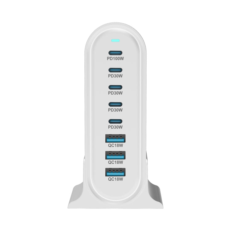 YMX-968 268W 5Type-C, 3USB 8-Ports Desktop Fast Charger, Plug Type:EU Plug(White) - Multifunction Charger by buy2fix | Online Shopping UK | buy2fix