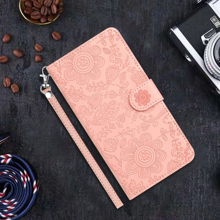 For iPhone 16 Floral Embossed Pattern Leather Phone Case(Pink) - iPhone 16 Cases by buy2fix | Online Shopping UK | buy2fix