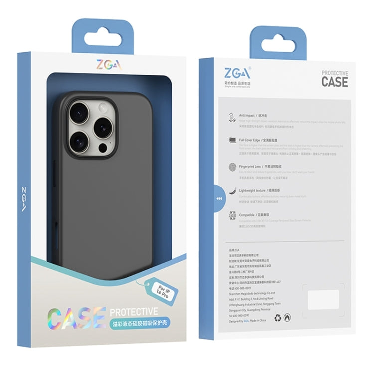 For iPhone 16 Pro ZGA Colorful Liquid Silicone Magsafe Phone Case(Black) - iPhone 16 Pro Cases by ZGA | Online Shopping UK | buy2fix