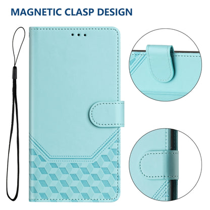 For OnePlus 12 5G Global Honeycomb Embossing RFID Leather Phone Case(Mint Green) - OnePlus Cases by buy2fix | Online Shopping UK | buy2fix