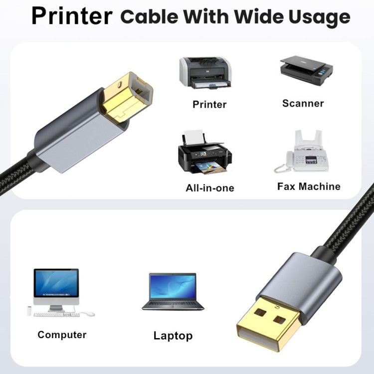 USB 2.0 A Male to B Male Square Port Printer Data Transmission Extension Cable, Length:3m - USB Cable by buy2fix | Online Shopping UK | buy2fix