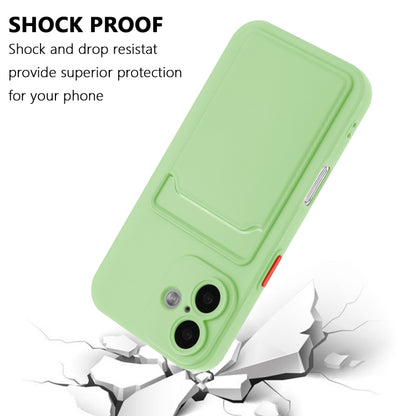 For iPhone 16 Skin Feel Card Contrast Color Button TPU Phone Case(Light Green) - iPhone 16 Cases by buy2fix | Online Shopping UK | buy2fix