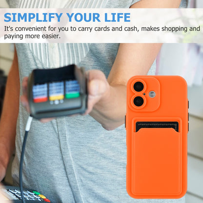 For iPhone 16 Skin Feel Card Contrast Color Button TPU Phone Case(Orange) - iPhone 16 Cases by buy2fix | Online Shopping UK | buy2fix