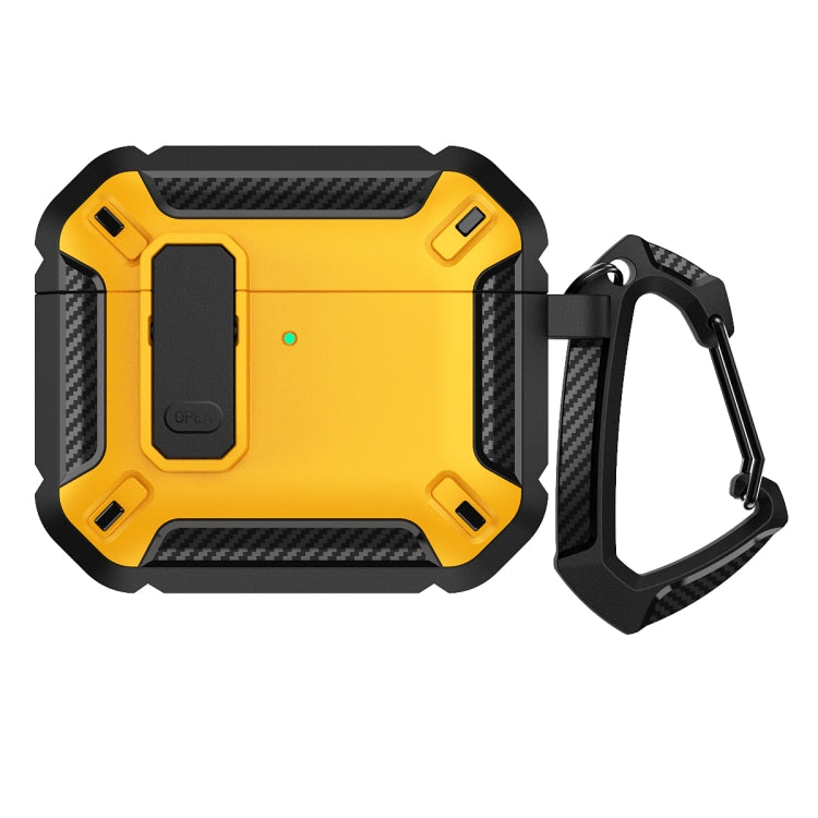 For AirPods 4 Shield Shockproof Earphone Protective Case with Hook(Black Yellow) - For AirPods 4 by buy2fix | Online Shopping UK | buy2fix