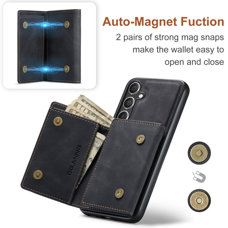 For Samsung Galaxy S24 FE 5G DG.MING M1 Series 3-Fold Multi Card Wallet + Magnetic Phone Case(Black) - Galaxy S24 FE 5G Cases by DG.MING | Online Shopping UK | buy2fix