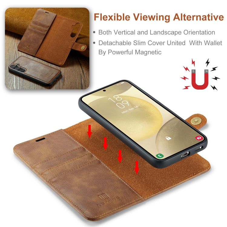 For Samsung Galaxy S24 FE 5G DG.MING Crazy Horse Texture Detachable Magnetic Leather Case(Brown) - Galaxy S24 FE 5G Cases by DG.MING | Online Shopping UK | buy2fix