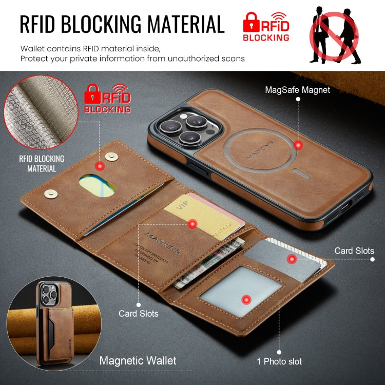 For iPhone 13 Pro DG.MING MAGKING-K2 Series MagSafe RFID Card Bag Detachable Phone Case(Brown) - iPhone 13 Pro Cases by DG.MING | Online Shopping UK | buy2fix