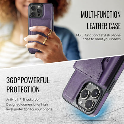 For iPhone 13 Pro DG.MING MAGKING-K2 Series MagSafe RFID Card Bag Detachable Phone Case(Purple) - iPhone 13 Pro Cases by DG.MING | Online Shopping UK | buy2fix