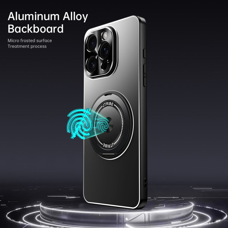 For iPhone 16 Pro Rotating Holder Frosted Metal Phone Case(Black) - iPhone 16 Pro Cases by buy2fix | Online Shopping UK | buy2fix