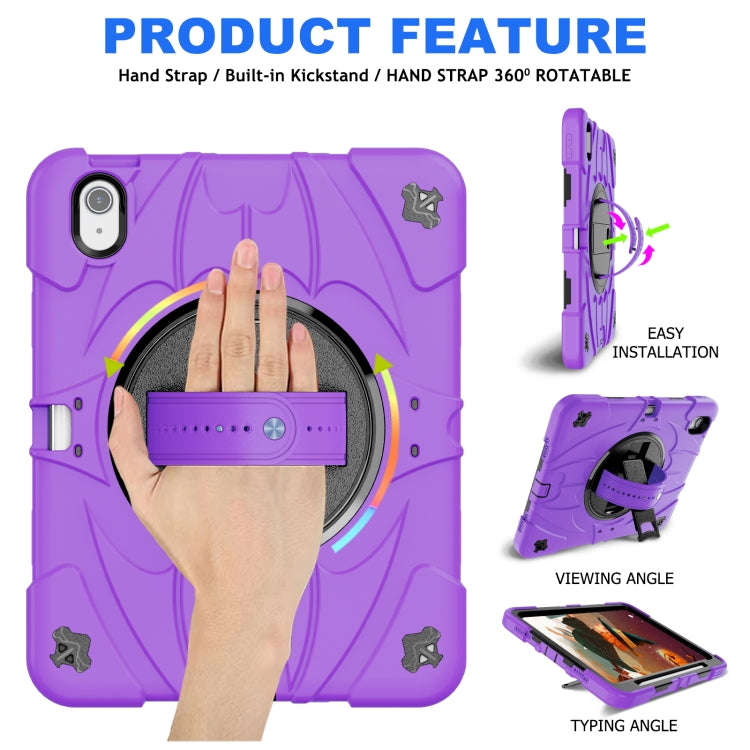 For iPad Air 11 2024 / 10.9 2022 Bat Hand Grip Turntable Stand Tablet Case(Purple Black) - iPad Air 11 2024 Cases by buy2fix | Online Shopping UK | buy2fix