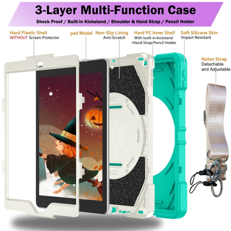 For iPad 9.7 2018 / 2017 / Air 2 Bat Hand Grip Turntable Stand Tablet Case(Mint Green White) - iPad 9.7 (2018) & (2017) Cases by buy2fix | Online Shopping UK | buy2fix