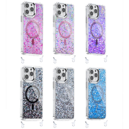 For iPhone 16 Pro Epoxy Glitter MagSafe Magnetic TPU Phone Case(Blue) - iPhone 16 Pro Cases by buy2fix | Online Shopping UK | buy2fix