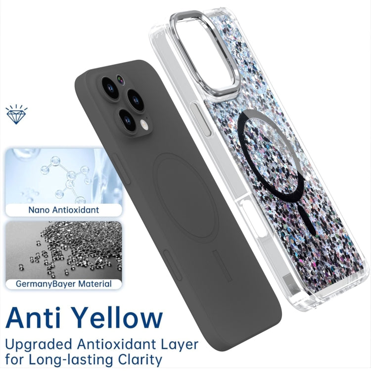 For iPhone 16 Epoxy Glitter MagSafe Magnetic TPU Phone Case(White) - iPhone 16 Cases by buy2fix | Online Shopping UK | buy2fix