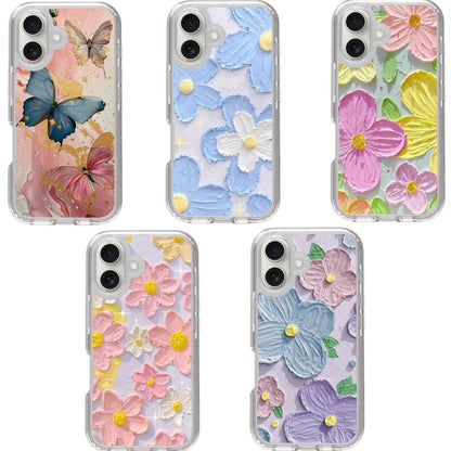 For iPhone 16 Plus Small Fresh Sticker PC + TPU Shockproof Phone Case(Colorful Flowers) - iPhone 16 Plus Cases by buy2fix | Online Shopping UK | buy2fix