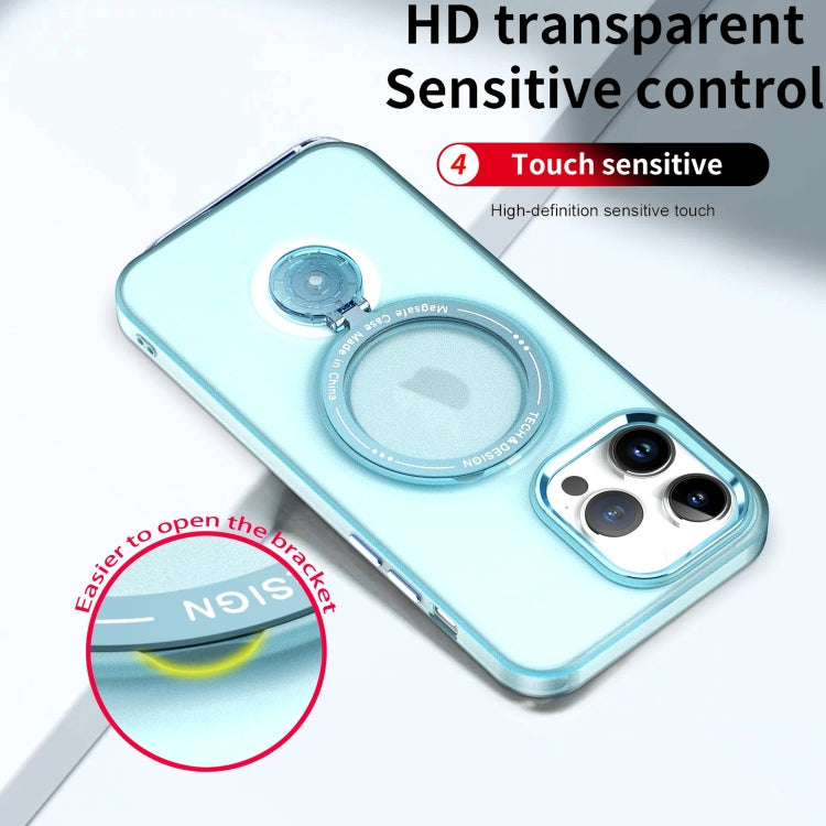 For iPhone 16 Plus Rotation Holder MagSafe Phone Case(Blue) - iPhone 16 Plus Cases by buy2fix | Online Shopping UK | buy2fix