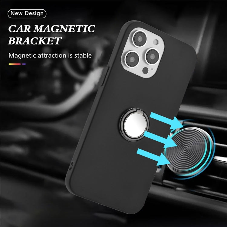 For iPhone 16 Pro Matte Ring Holder TPU Phone Case(Black) - iPhone 16 Pro Cases by buy2fix | Online Shopping UK | buy2fix