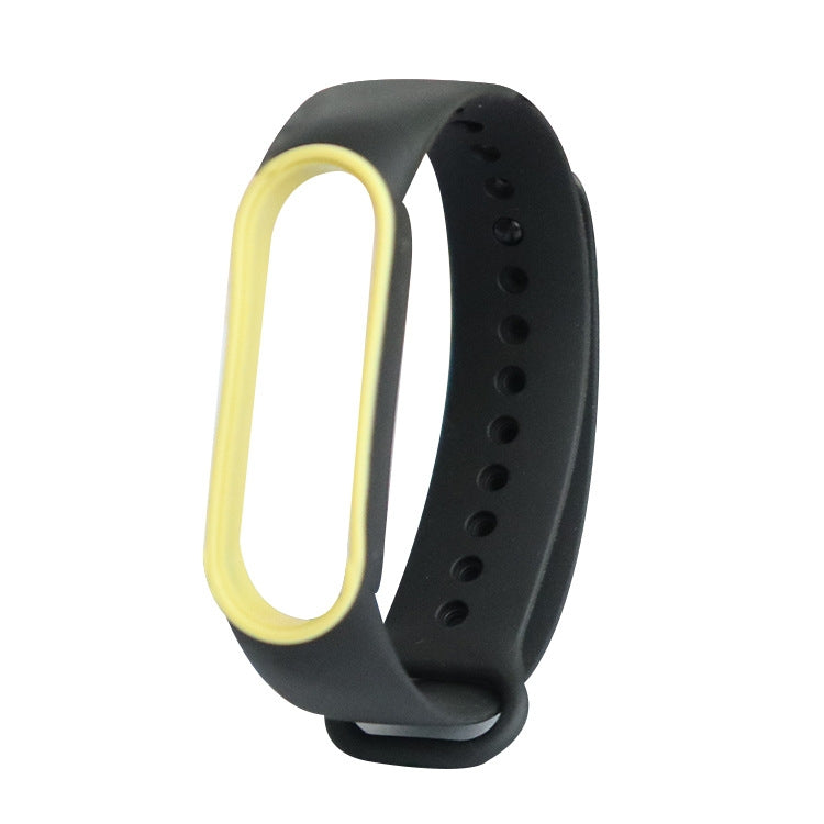 For Xiaomi Mi Band 5 Two-color TPE Watch Band(Black+Yellow) - Watch Bands by buy2fix | Online Shopping UK | buy2fix